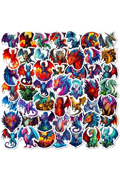 Choice ٥٠ قطعة من ملصقات التنين المجنح الناري الجديدة، بتصميم كرتوني إبداعي م...