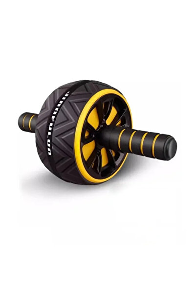 Choice جهاز لياقة بدنية أصفر اللون مزود بعجلة لتمارين البطن، مناسب للرجال والنساء، وهادئ.