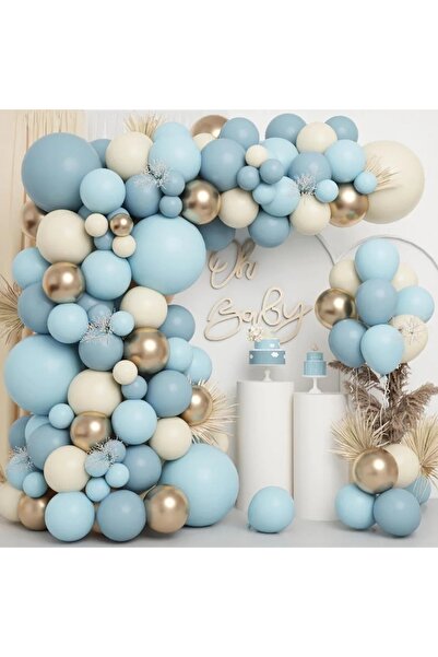 Choice كما هو موضح في الصورة، طقم قوس بالونات أزرق رملي أبيض مكون من 134 قطعة...