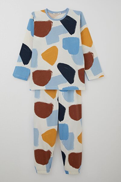 Breeze Σετ πιτζάμες για αγόρια Color Storm με ελαστικό στη μέση και τα πόδια, Ηλικία 4-8 ετών, Εκρού