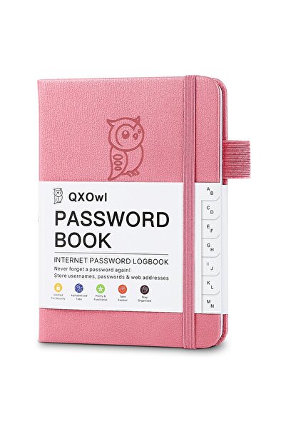 Choice دفتر تسجيل كلمات المرور الوردي A6 - منظمات شخصية مع علامات تبويب أبجدي...