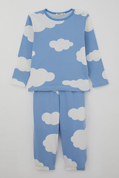 Breeze Boy's Pajama Set Cloud Patterned 1-3 Years Old, Blue