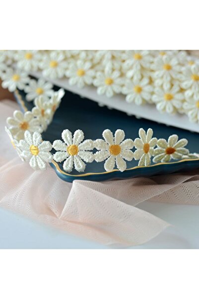 Choice 1Yard WHITE 1Yard White Embroidered Daisy Lace Trim For Knitting Wedding Ribbon DIY Handmade Patchwo