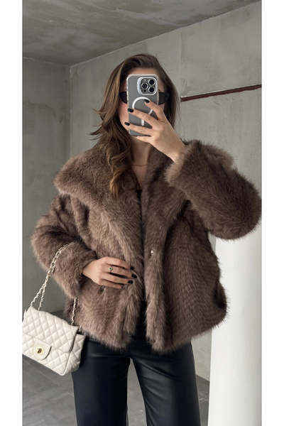 asfamoda Șal cu guler jacquard, cu buzunare cu închidere prin capse, croială ...