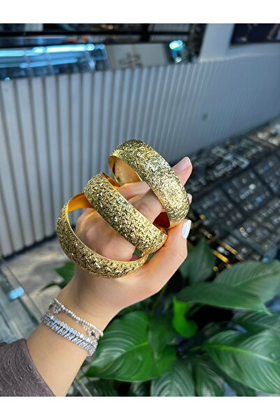 Çelik Altın kaplama bilezik kırık model 2cm