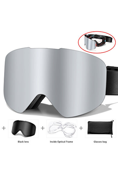 Choice نظارات تزلج شتوية خارجية بعدسات مغناطيسية، مضادة للضباب، مزودة بعدسات ...