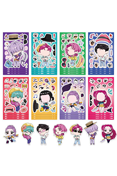 Miniso army green 8Sheets DIY Puzzle Sticker Games K-POP DEMON HUNTERS Make A...