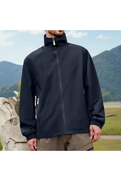 Choice XL Navy Men's Waterproof Loose Zipper Collar Jacket Autumn Winter Outdoor Business Workwear Windbrea