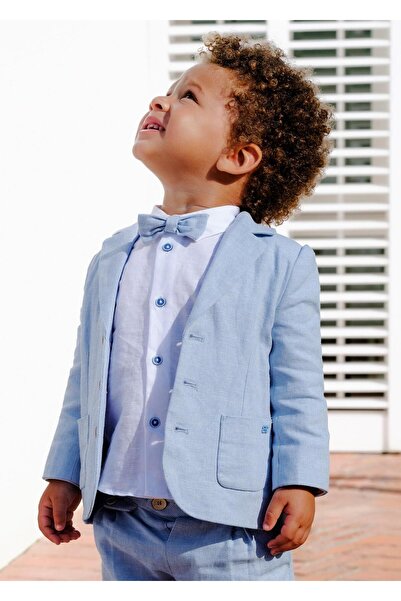 Abel & Lula Mayoral Abel Lula Baby Boy Catania Linen Jacket Blue