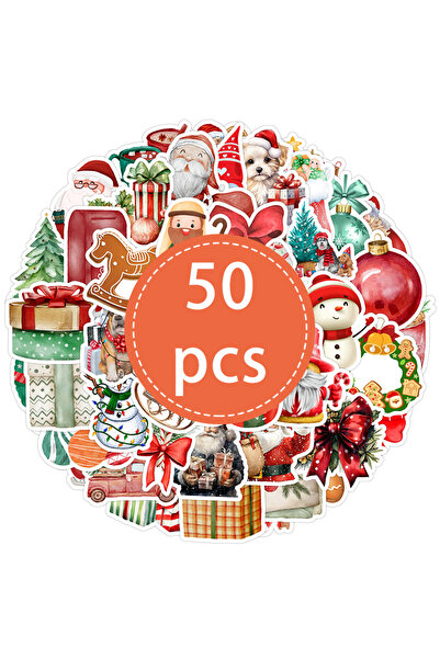 Choice 50 قطعة - TZ-389، 50 قطعة من ملصقات عيد الميلاد اللطيفة، مصنوعة من الف...