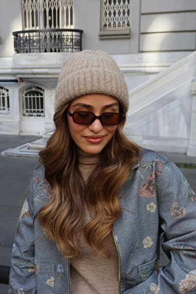 Tina İstanbul قبعة صوف ناعمة الملمس من فرو المنك