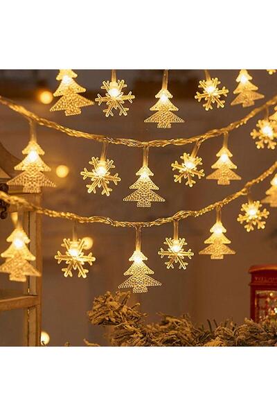 Kuzey 3 METRE ÖZEL TASARIM 3LÜ MODEL YILDIZLI NOEL AĞAÇLI KAR TANELİ PİLLİ LE...