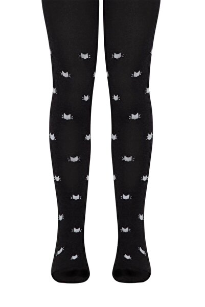 Conte Elegant Șosete subțiri din bumbac cu model cu pisici, Conte Kids Tip-Top 567 - Nero, 128-134 (20)