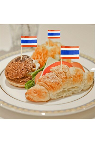 Choice تايلاند ١٠٠ قطعة، أعواد أسنان عليها علم تايلاند، علامات بيتزا وشواء بالجبن، ملصقات طعام لبوفيه الحفلات