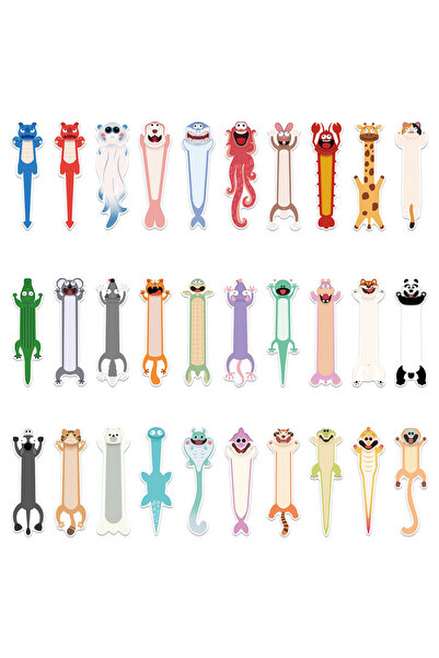 Choice 30 قطعة من فواصل الكتب على شكل حيوانات كرتونية، لتزيين كتب الطلاب، وبط...