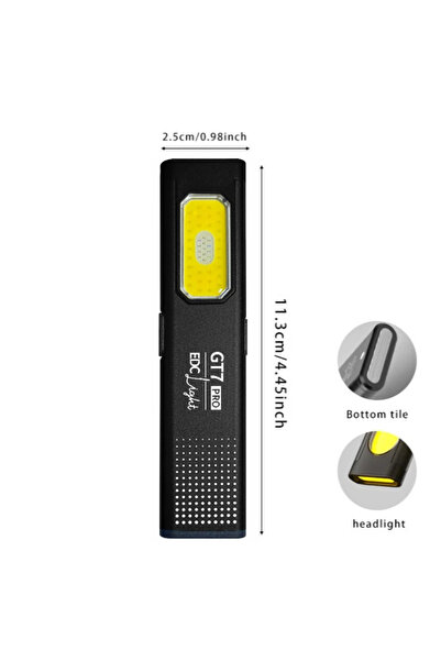 Choice Black Magnetic Work Light 5 Light Modes 37g Ultra Lightweight EDC Portable Clip On Flashlight for Ou