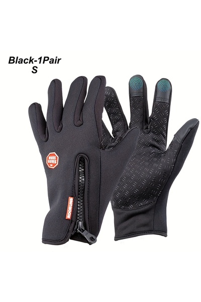 Choice قفازات شتوية سوداء دافئة، مناسبة للرياضات الخارجية، مضادة للانزلاق، لل...