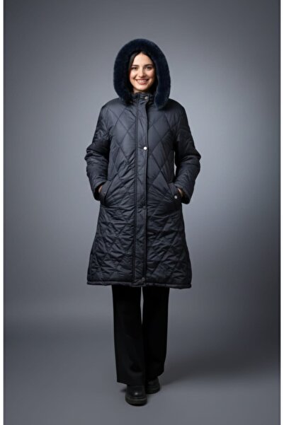 GLR&GYM BEJNA KADIN BÜYÜK BEDEN İÇİ POLARLI KAPÜŞONLU KAPİTONE MONT