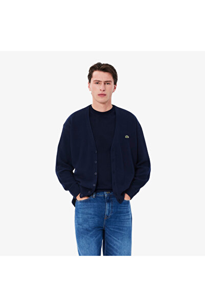 Lacoste Erkek Relaxed Fit V Yaka Lacivert Hırka