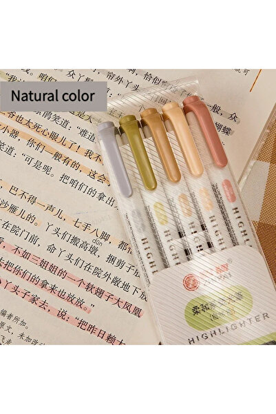 Choice 618F-Natural color 5 Colors/box Double Headed Highlighter Pen Set Fluo...