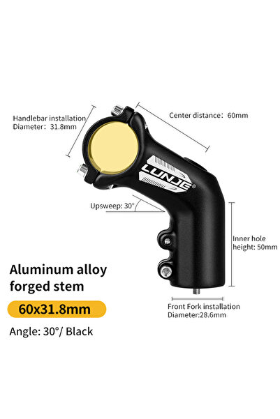 Choice 31.8x60mm MTB Bike Stem 30 Degree Aluminum Alloy Riser 31.8x60mm for B...