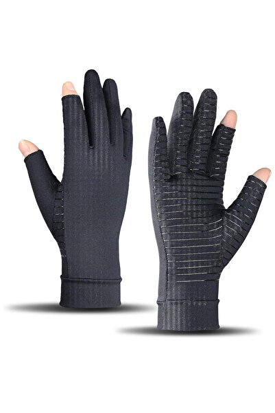 Choice قفازات نحاسية سوداء مقاس S - زوج واحد - لتخفيف آلام اليد والأصابع النا...