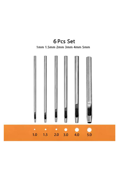 Choice Set 1-5mm 6pcs Heavy Duty 6Pcs Steel Hole Punch Set - 1-5mm Sharp Round Cutters for Leather DIY & Pa