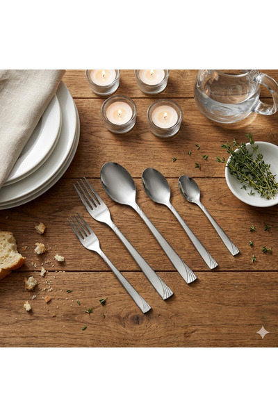 casa rosa 60-piece stainless steel cutlery set, silver