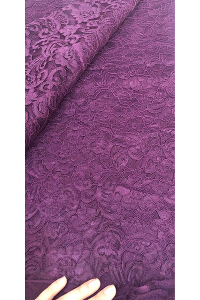 turkanlarhome قماش دانتيل بنقشة الزهور - نسيج ناعم أنيق وراقٍ باللون الأرجواني الداكن