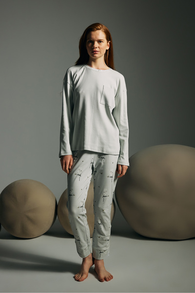 Hays Kadın Pamuklu Kaşkorse Uzun Kollu Pijama Takımı