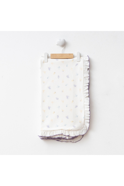 Eda Baby بطانية أطفال أنيقة بنمط زهور وكشكشة مقاس 90×100 سم مصنوعة من القطن 100%