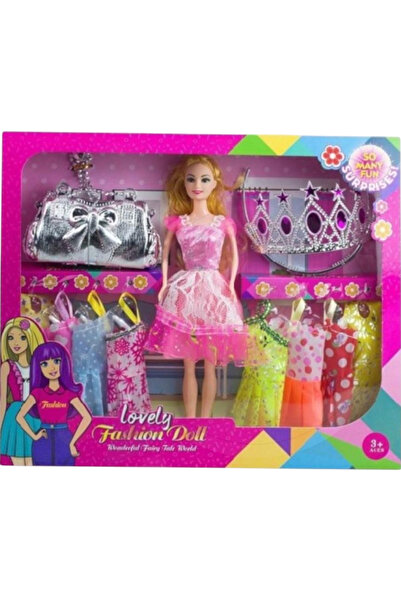 Toybox دمية أزياء مع فساتين ومكياج وإكسسوارات دمية لطيفة، طقم ملابس أنيق للبنات