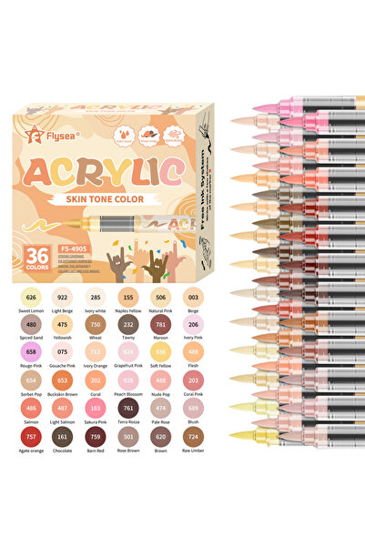 Choice أقلام تلوين فنية بألوان البشرة (36 لونًا)، أقلام طلاء أكريليك برأس فرش...