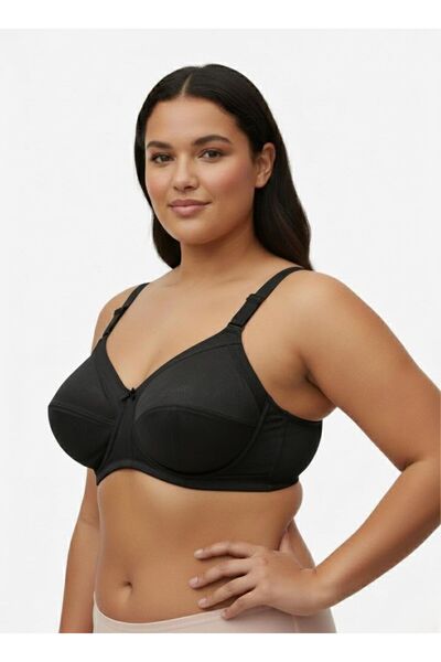 enmodaiçgiyim Plus Size D Cup Wire Free Non-Padded Shaping / Sculpting Minimizer Bra - Self Patterned Comfortable Form