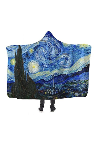 Ulu Home Van Gogh Starry Night Kapşonlu Giyilebilir Battaniye