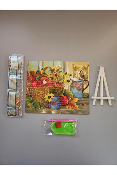 Liva Craft KIT DE BRODAT CU MARGELE DE CARTON - COȘ DE FRUCTE 21 X 25 CM