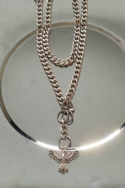 Liveyn Design Zirkon Taşlı Anka Figürlü İki Sıralı Gümüş Renk Kadın Zincir Kolye