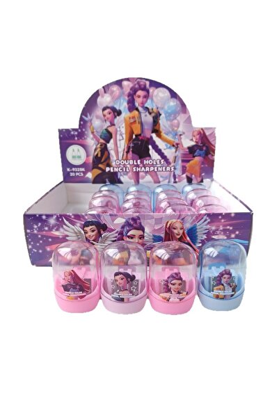 Choice 4PCS 4PCS Kpop Demon Hunters Pencil Sharpeners with Lid Dual Holes Compact Colored Manual Pencil Sha