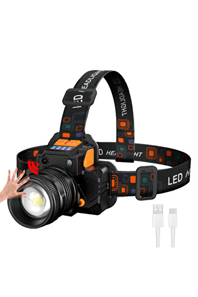 Choice مصباح رأس قابل لإعادة الشحن عبر منفذ USB بسعة 2400 مللي أمبير، مزود بب...