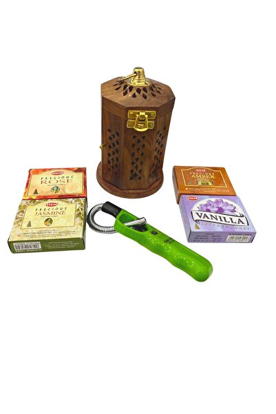 MİRAC HACAMAT Konik Tütsülük ve Konik Tütsü Seti – Fener Model, Vanilla, Ambe...