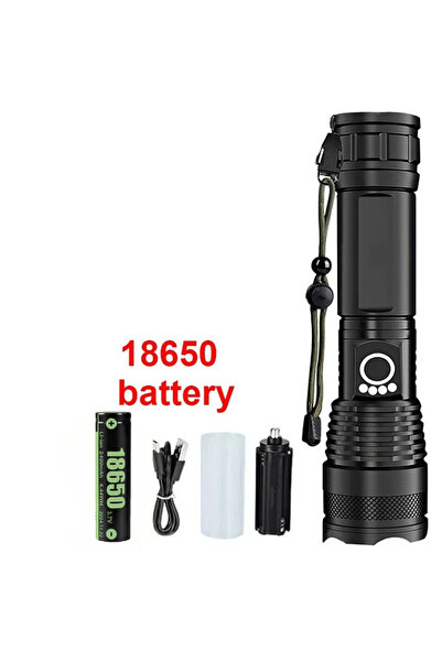 Heinast مصباح يدوي LED فائق السطوع قابل لإعادة الشحن، مصنوع من سبائك الألومنيوم، بدون علبة، يعمل ببطارية 18650، مزود بإضاءة LED قابلة للتعديل وقوية.