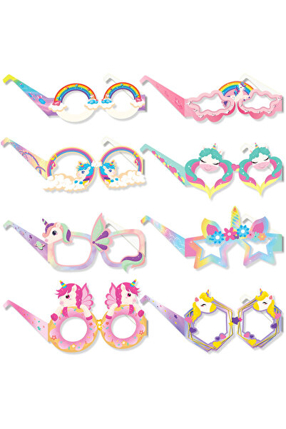 Choice ٨ قطع من النظارات، ٨ قطع من النظارات الورقية لحفلات يونيكورن، دعائم تص...
