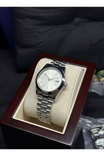 Feronnucci Silver Color Calendar Men's Metal Steel Band Analog Wrist Watch + ...