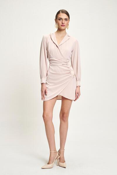 Lijuri Beli Drapeli Kruvaze Elbise 2926 R4-I-K2