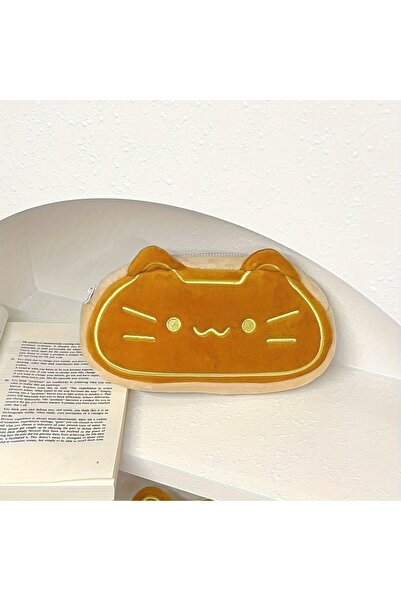 Choice Yellow Caramel Cat Pencil Case Large Capacity Plush Pencil Case Suitable for Elementary Middle Schoo