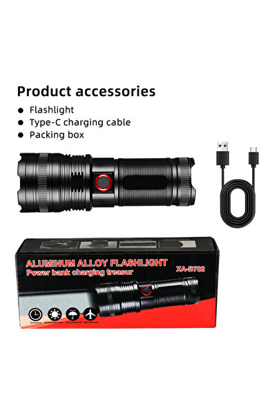 Choice مصباح يدوي قوي من نوع ZOOM BL-XA-B702، يعمل بتقنية LED، ذو مدى إضاءة طويل، مصباح قوي، مصباح يدوي تكتيكي