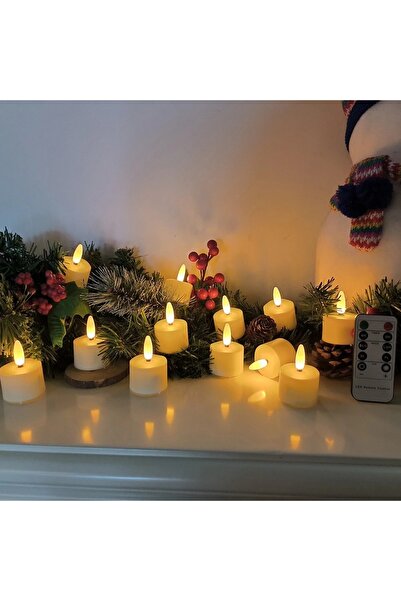 Choice ٦ قطع شموع بيضاء دافئة، ٦/١٢/٢٤ قطعة شموع قابلة لإعادة الشحن بدون لهب،...