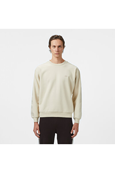 Lacoste Erkek Relaxed Fit Bisiklet Yaka Açık Krem Sweatshirt