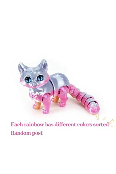 Choice19 12cm Rainbow 6.3/4.72 inch 3D Printed Cute Cats Movable Fidget Toys ...