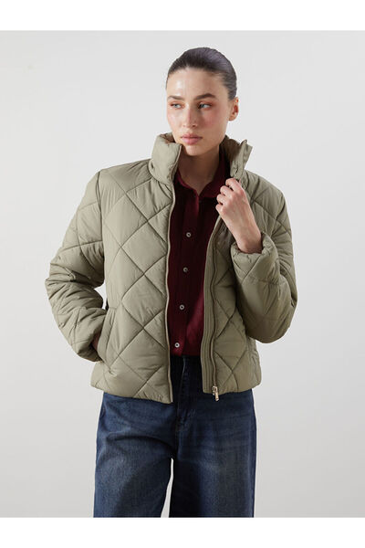 LC Waikiki Rmz Clothing Differently Khaki Di Mock Neck Adın Inflatable Coat